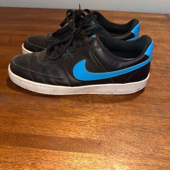 New Nike Court Vision LO NN Mens US 9.5 Black Laser Blue - Picture 1 of 7